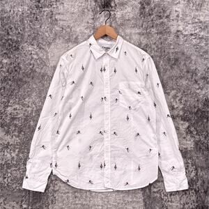 Corridor NYC Ski Jump Broadcloth Shirt Small Mens White Embroidered Long Sleeve